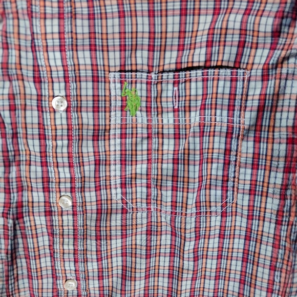 U.S. Polo Assn. Red and White Casual Button Down Shirt - Picture 7 of 9
